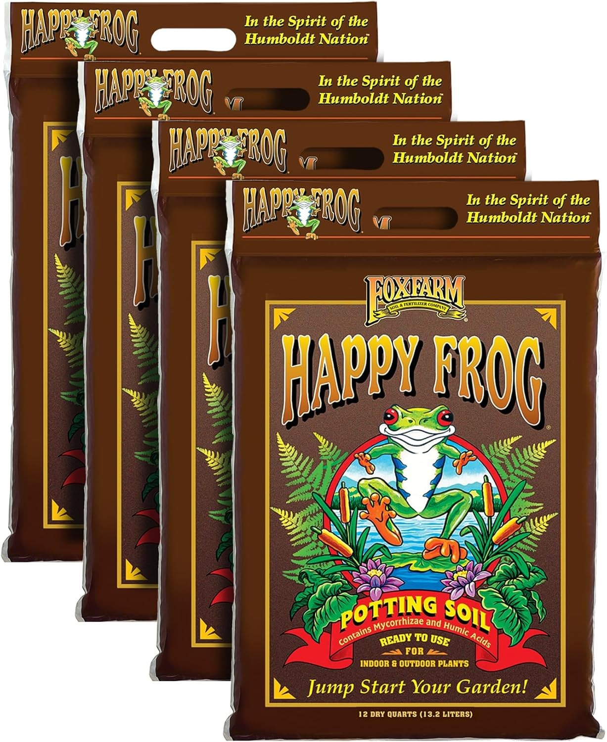 FoxFarm Happy Frog Potting Soil, 12 Quart – For Houseplants (Pack of 4)