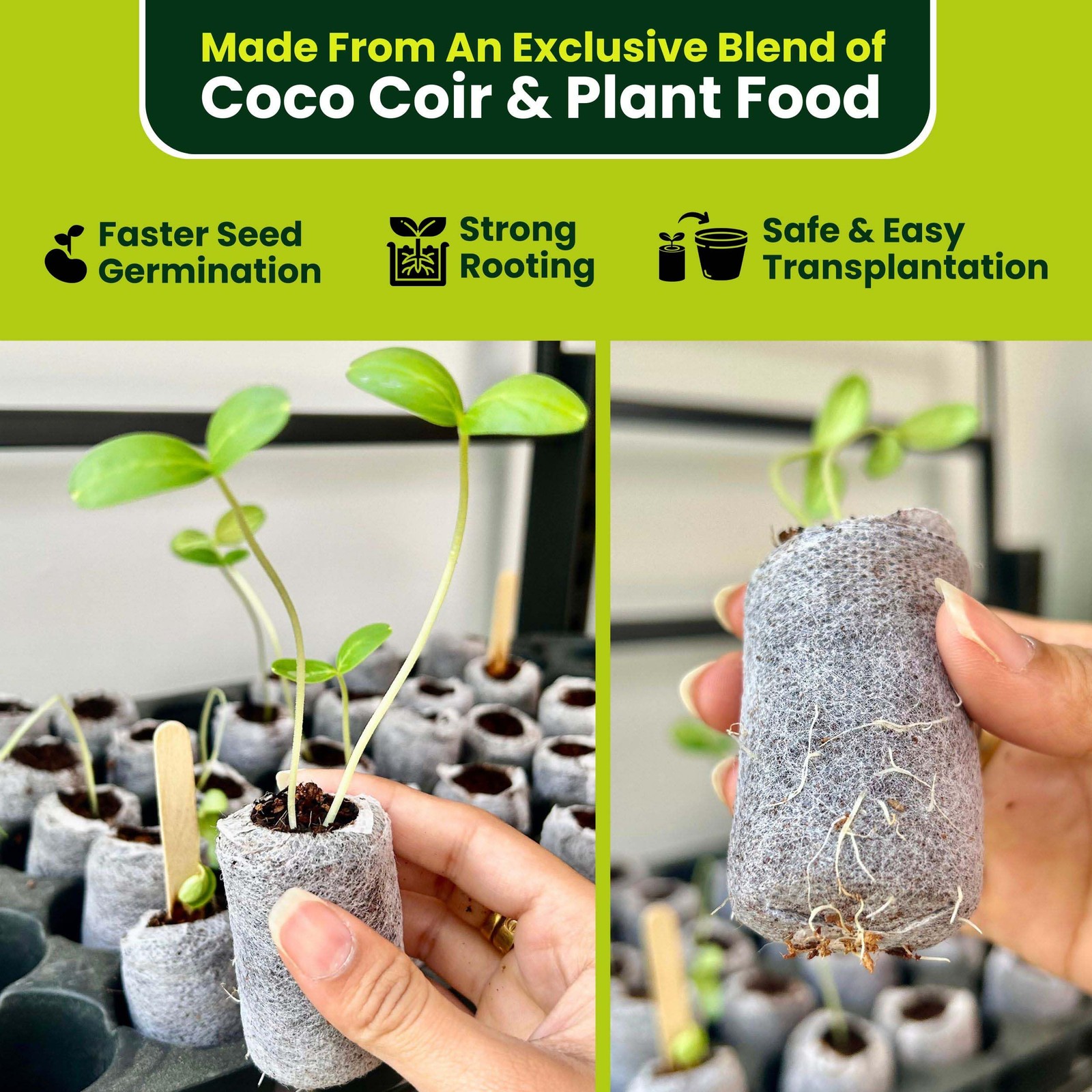 Gro Med Organic Coco Coir Seed Starter Pellets NPK Enriched 50 Pcs 35mm Perfect