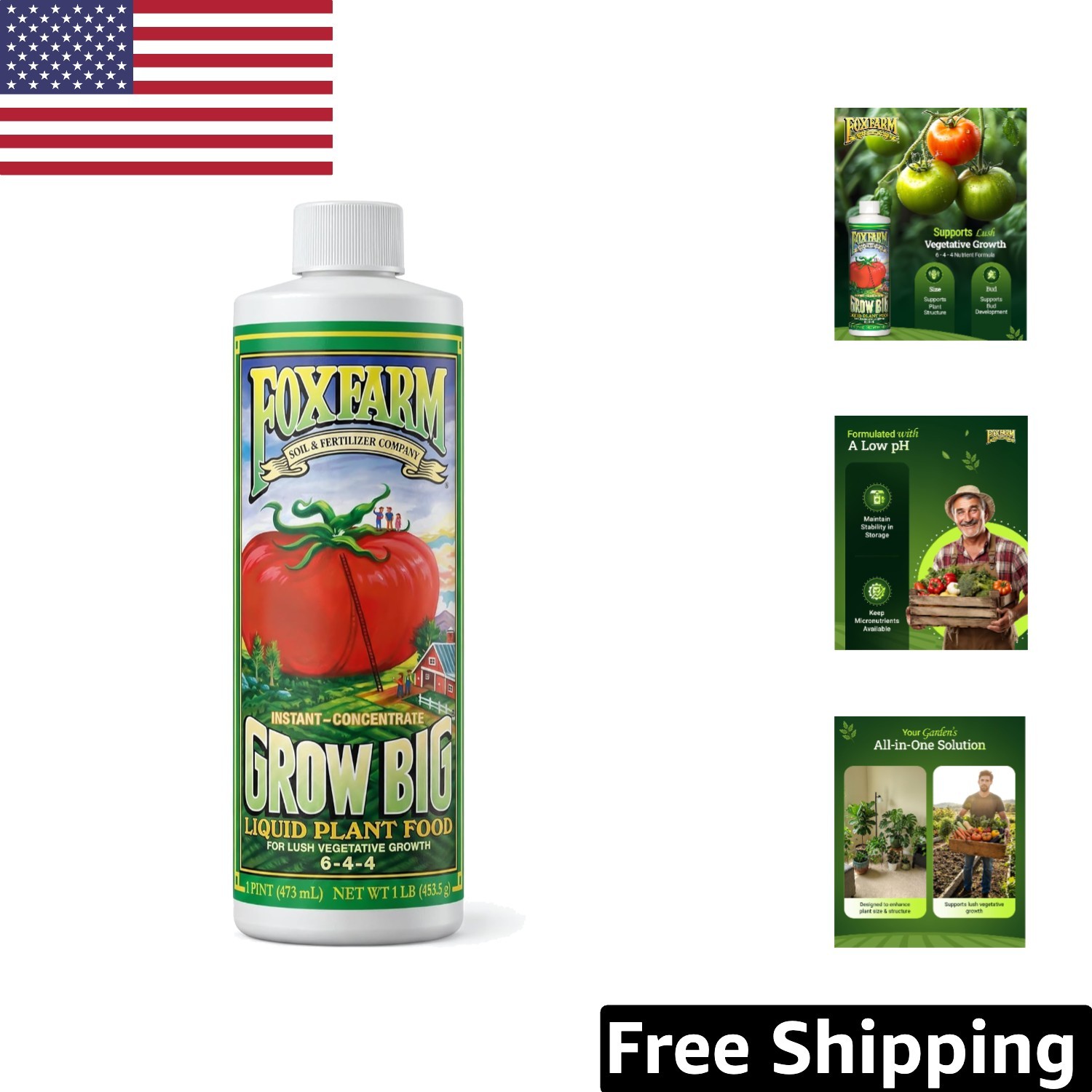 Fast-Acting 16oz Grow Big Plant Food – For Healthy Roses, Tomatoes & Houseplants