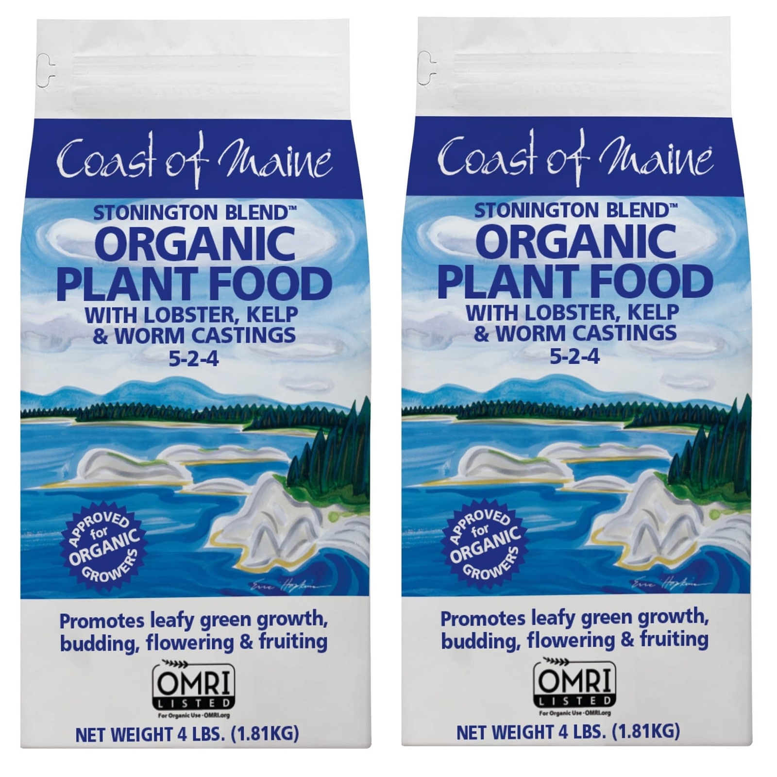 Coast of Maine, 4lb (Pack of 2) Stonington Blend Organic Plant Food with