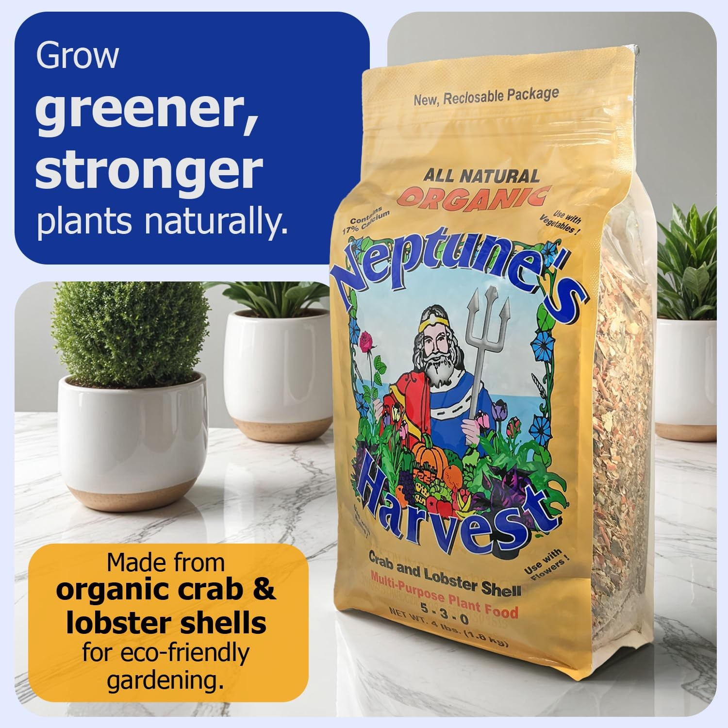 Neptune’s Harvest Organic Crab & Lobster Shell Multi-Purpose Plant Food (5-3-…