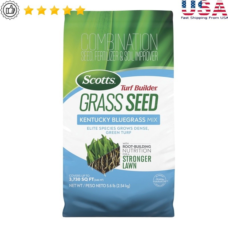 Turf Builder Grass Seed Kentucky Bluegrass Mix 5.6 lbs Root Nutrition Dense Lawn
