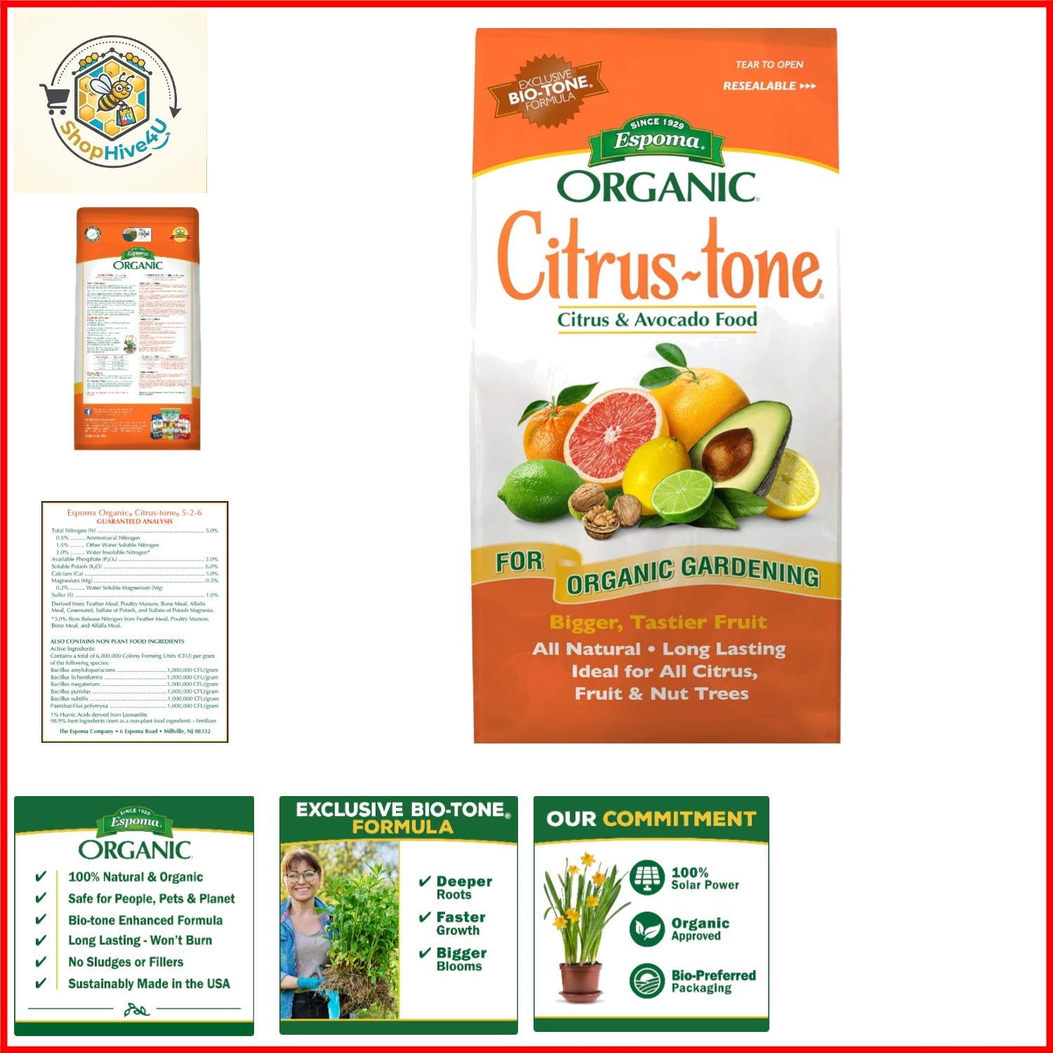 Organic Citrus-Tone 5-2-6 Natural & Organic Fertilizer and Plant Food for All…