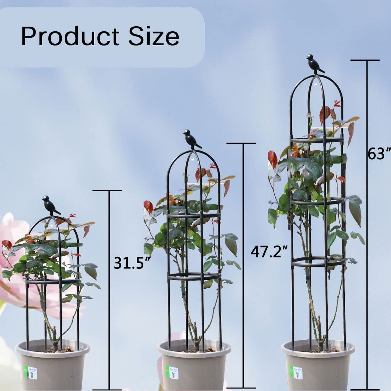 Garden Trellis for Climbing Plants Outdoor, Metal Plant Trellis with PE Coate…