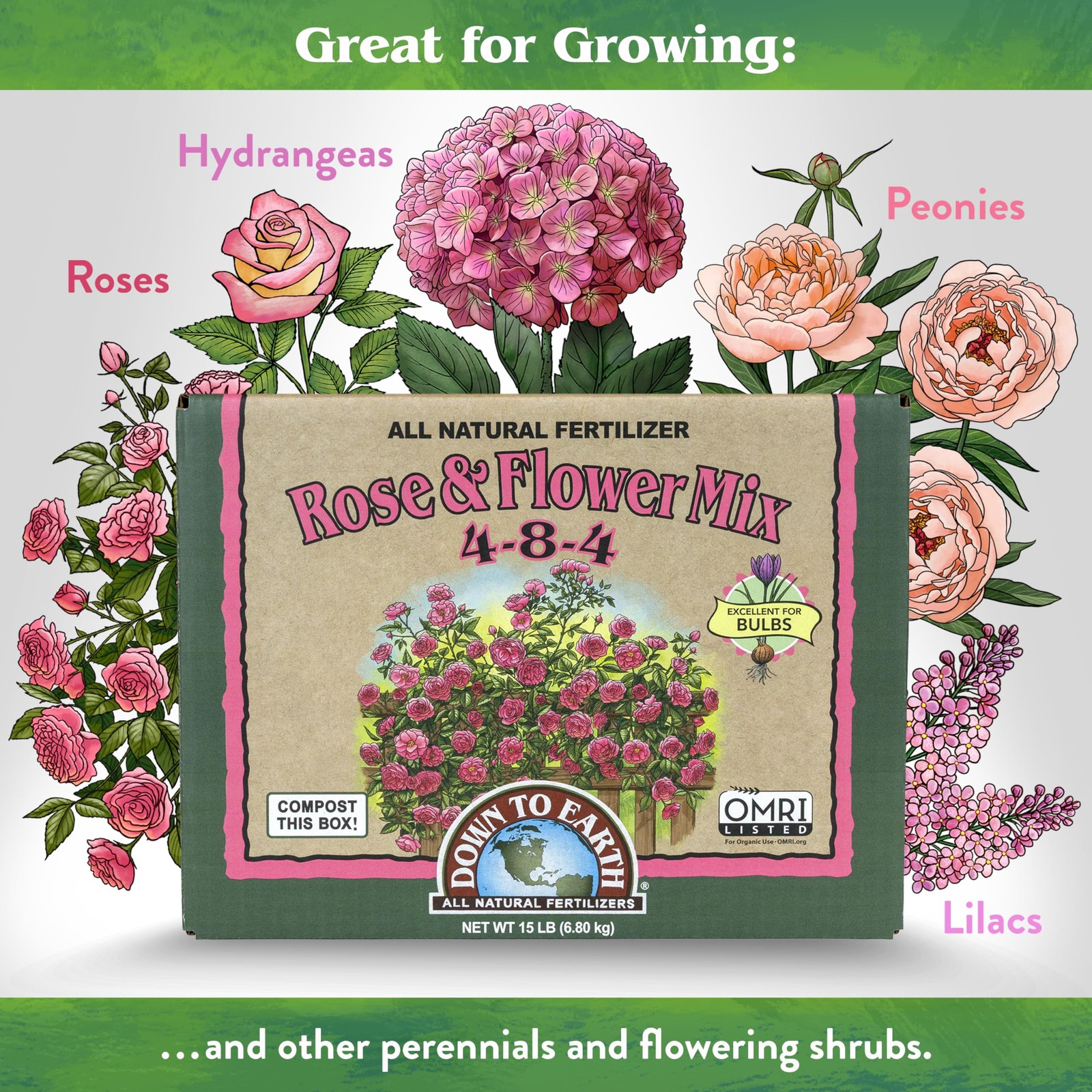 Organic Rose & Flower Mix – Plant Food for Roses, Bulbs, Flowers and Ornament…
