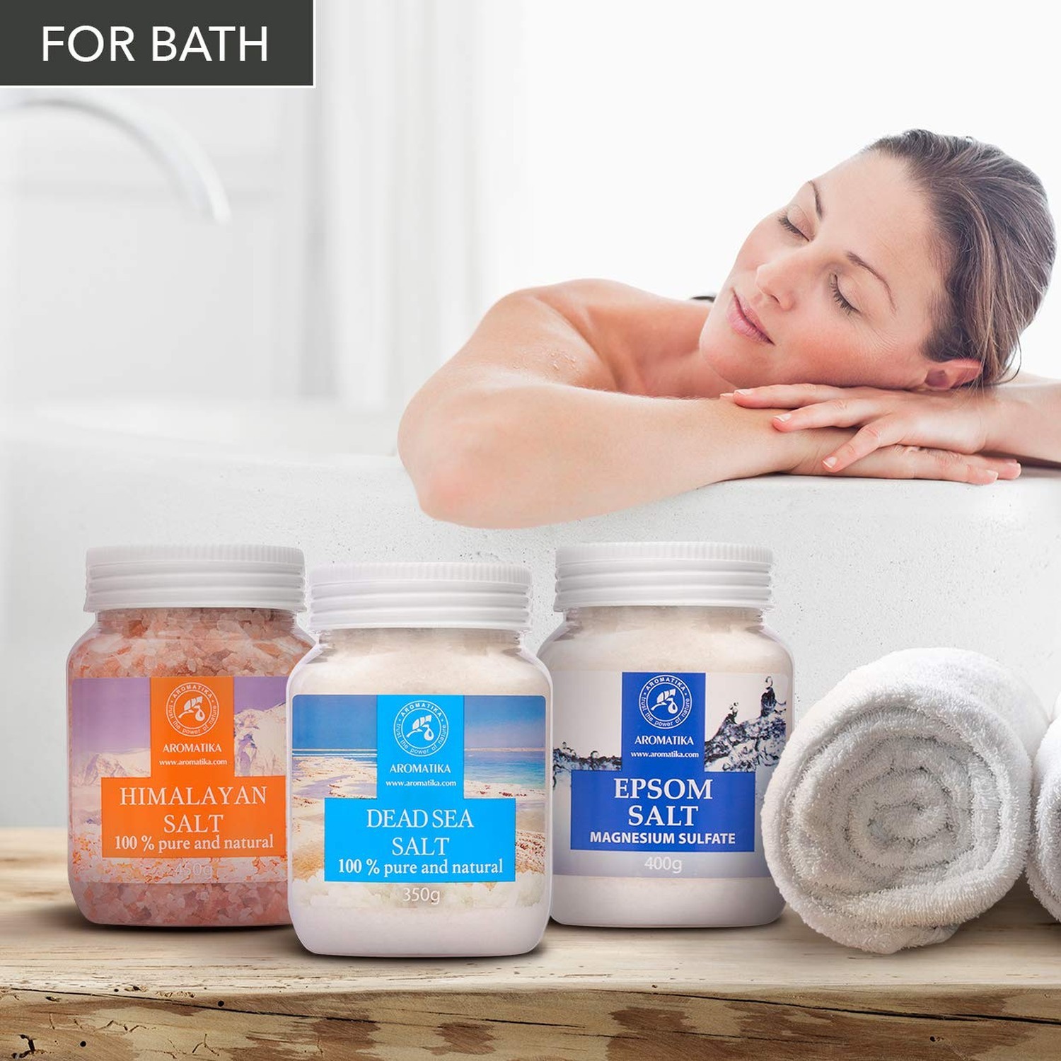 Bath Salts Set 42 Oz – Epsom Salt – Himalayan Pink Salt – Dead Sea Salt – 100…