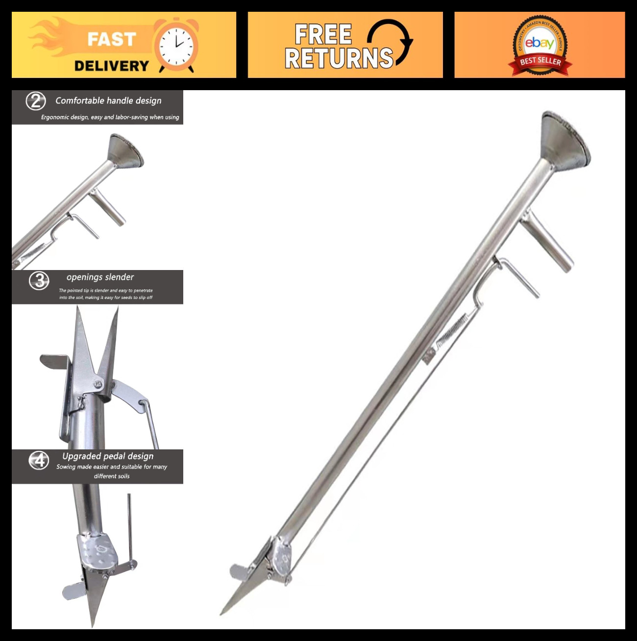Manual Seed Sower & Fertilizer Applicator – Vegetable Planter Tool for Gardening