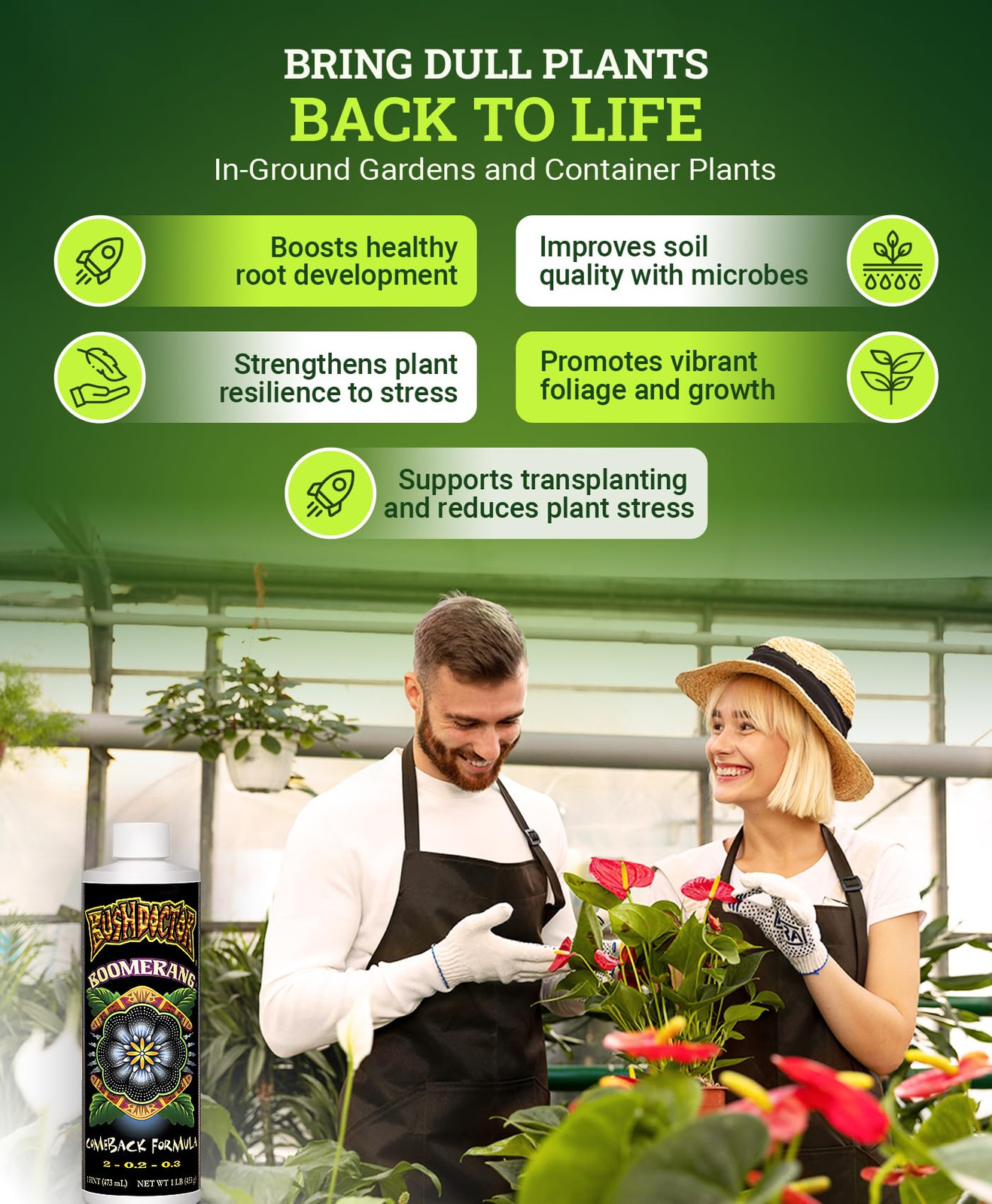 Bushdoctor Boomerang Fertilizer 1 Pint Root Booster for Stressed Plants