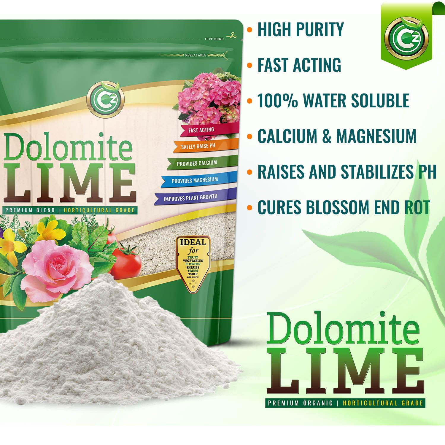 Organic Dolomite Lime 5LB – Made in USA – OMRI Listed – Garden Soil Amendment Fe