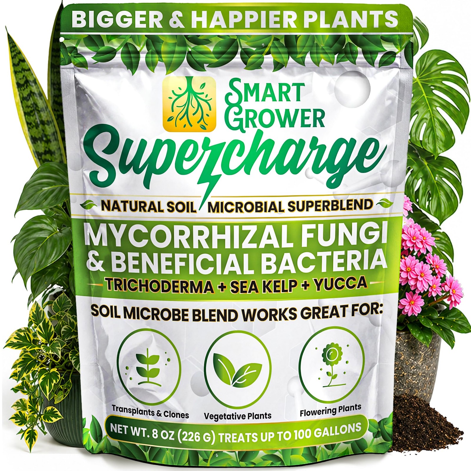 Mycorrhizal Fungi with Beneficial Bacteria, Trichoderma, Sea Kelp, Molasses, …