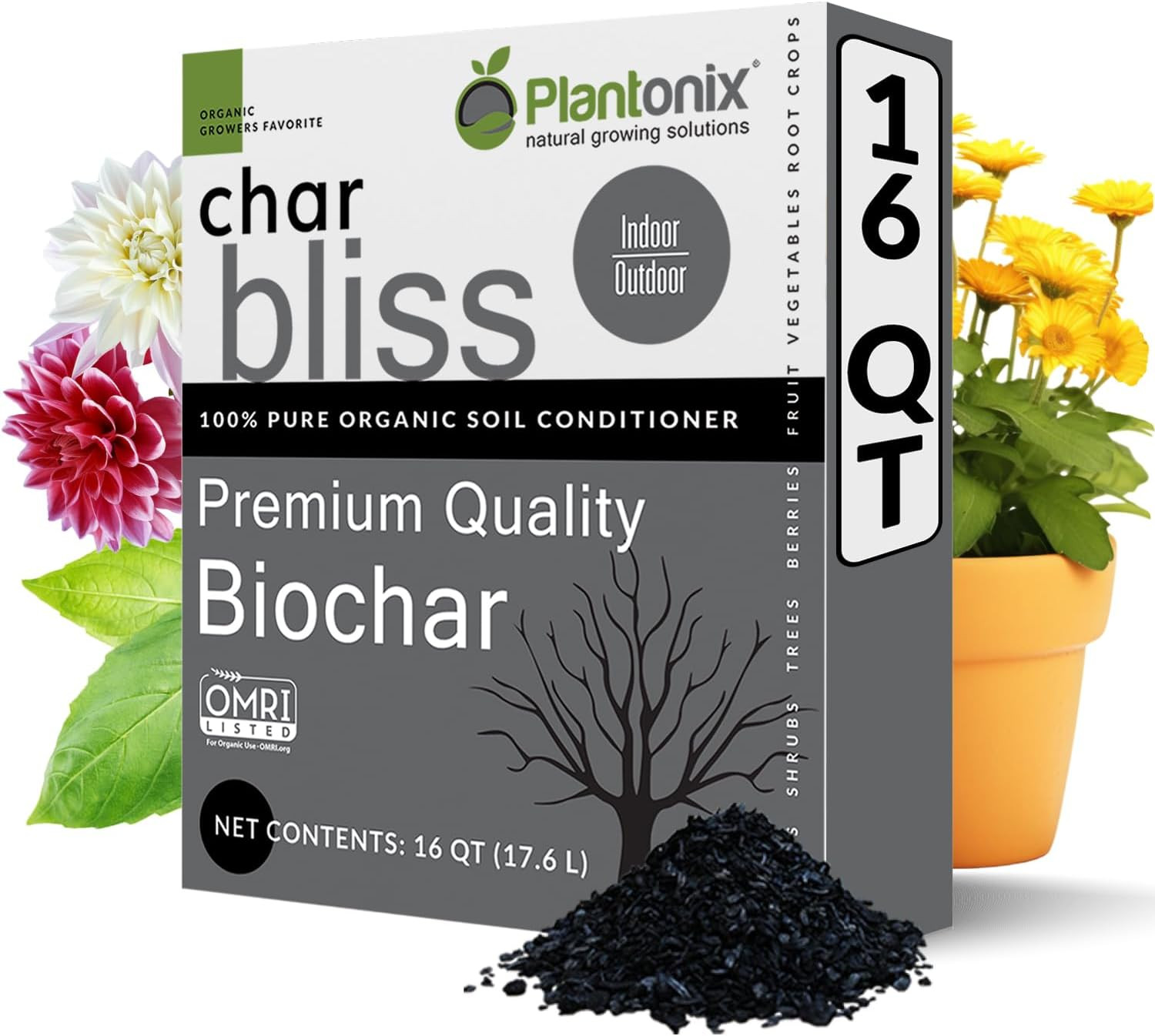 Char Bliss (16 Qts) – Organic Biochar for Plants – Omri-Listed Biochar Soil Amen