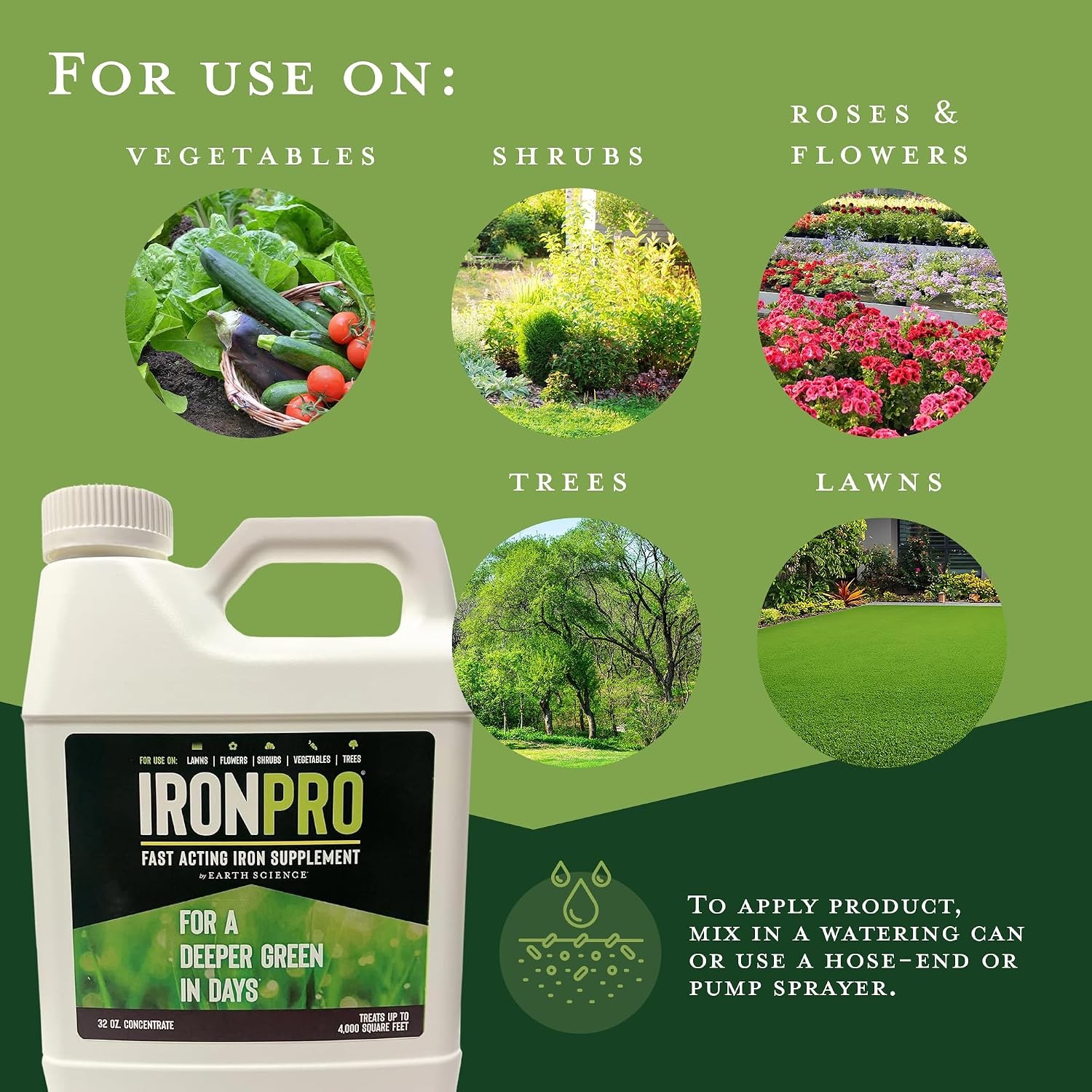 IronPro Fast Acting Liquid Iron Concentrate- 32oz-Iron Supplement for Lawns