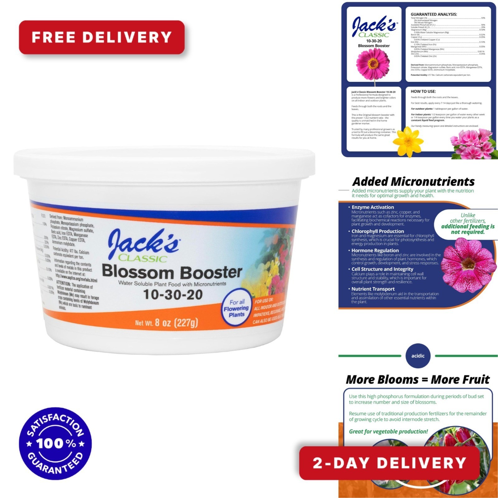 Jack’s Classic 10-30-20 Blossom Booster Fertilizer 8oz Powdered Plant Food