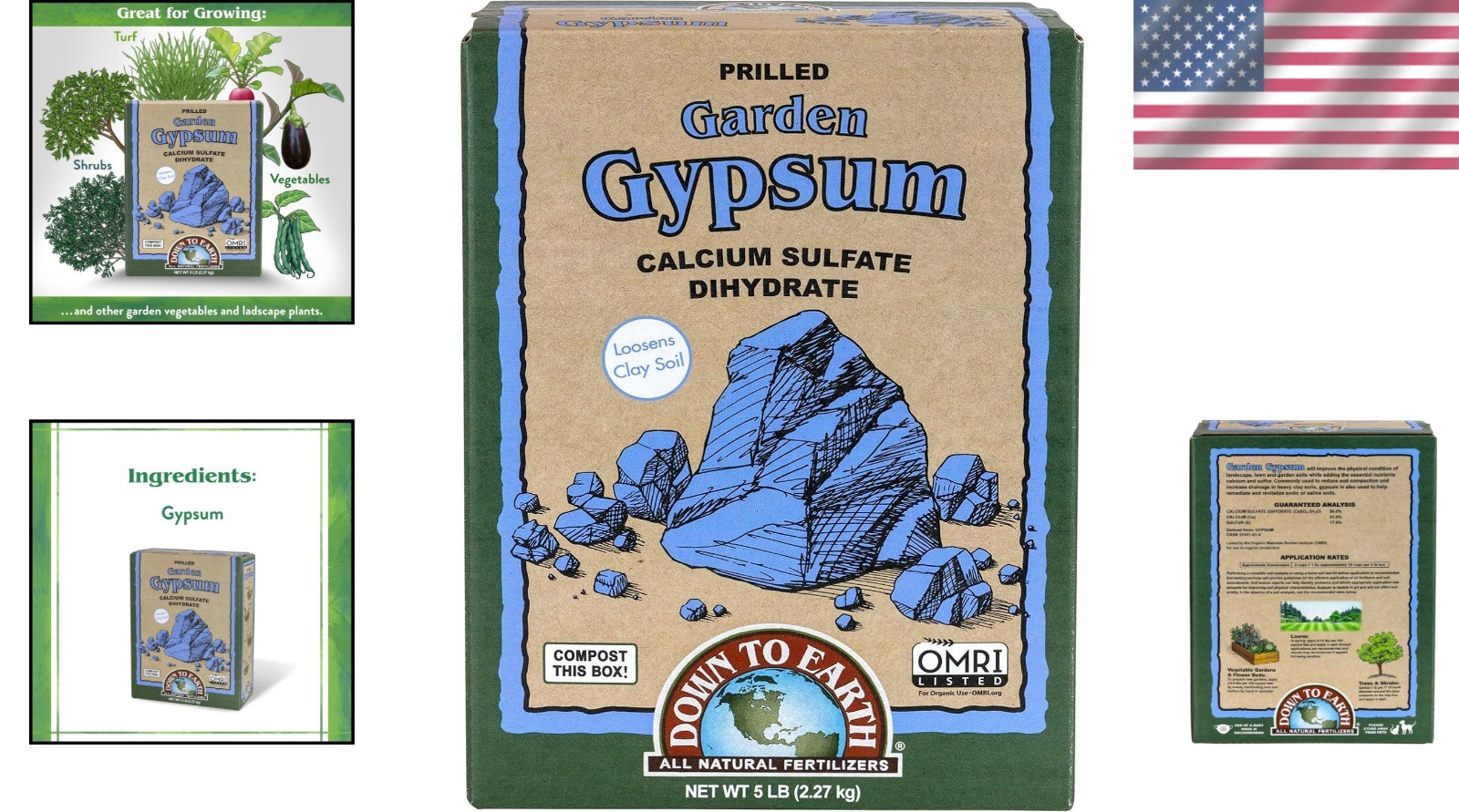 Organic Prilled Garden Gypsum – 5 lb Calcium Sulfate for Clay Soil Improvement