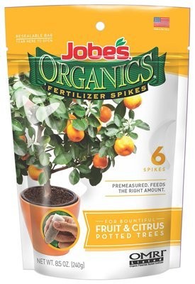 Jobe’s Organics Fruit & Citrus Potted Trees Spikes Fertilizer Spikes 6 pk 3-5-7