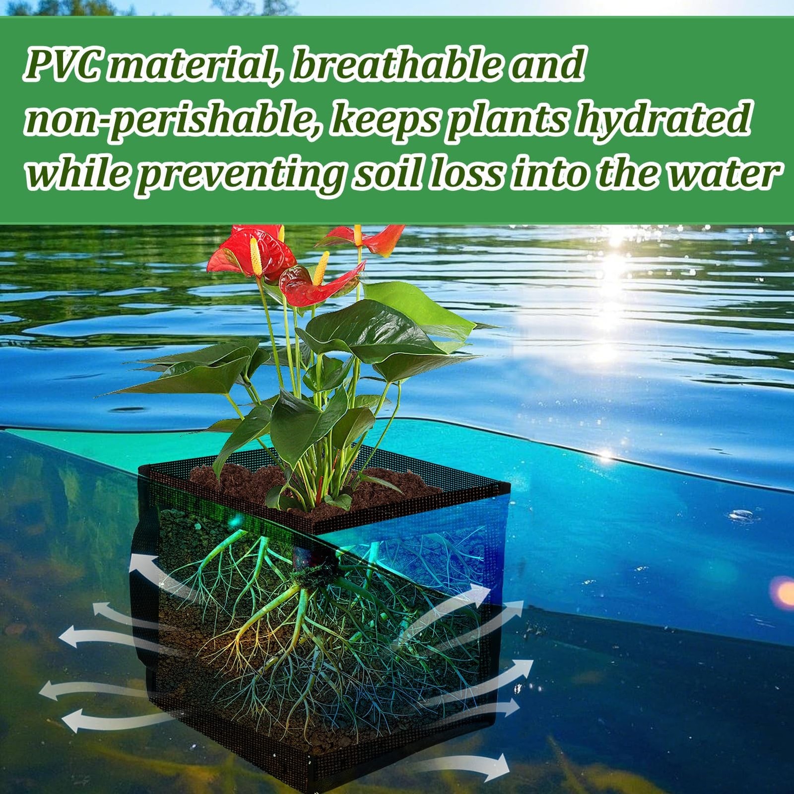 6PCS Mesh Aquatic Pond Plant Baskets, 2 Gallon Large Pond Planting Bags Reusa…