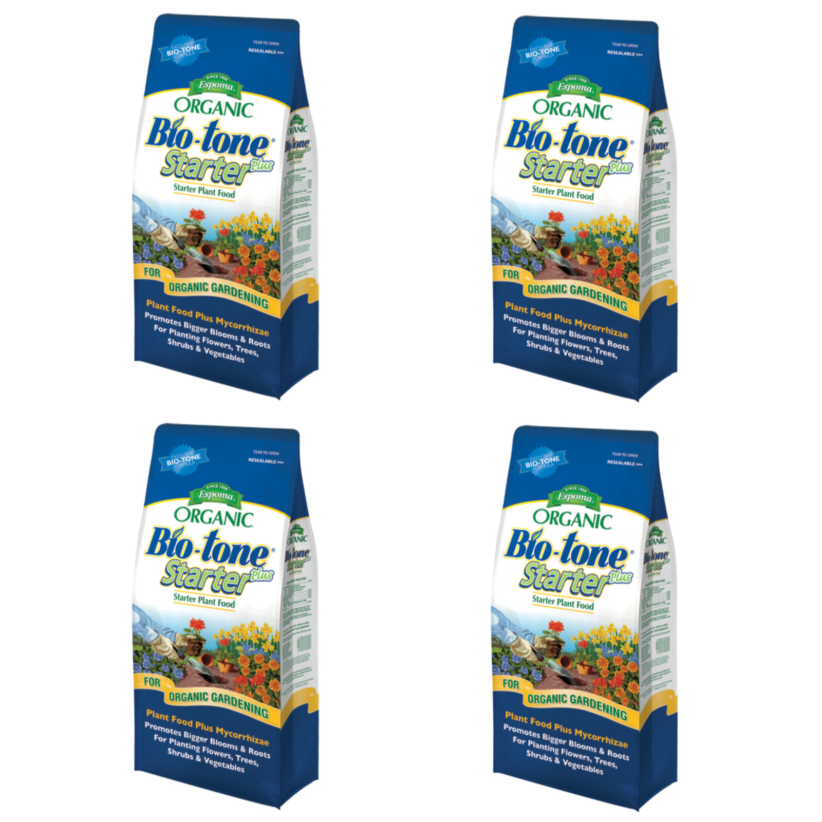 Espoma BTSP8 Organic 4-3-3 BioTone Starter Plus Fertilizer, 8 lb, 4 Pack