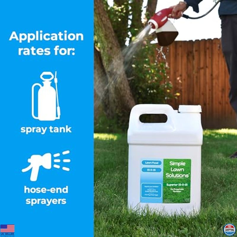 15-0-15 Liquid Lawn Fertilizer – All Season Grass Food, 2.5 Gallons Concentrate