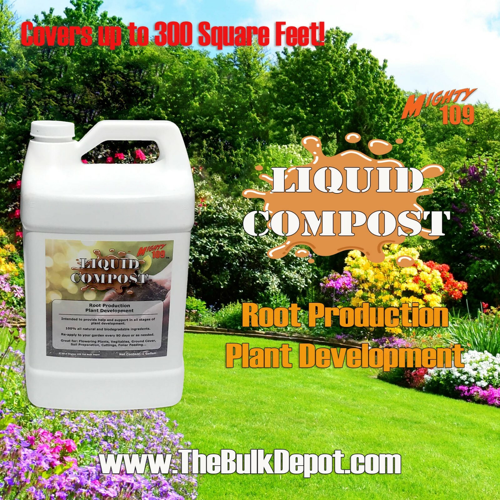 MIGHTY109 Liquid Compost, 1 Gallon, Covers up to 300 Square Feet!