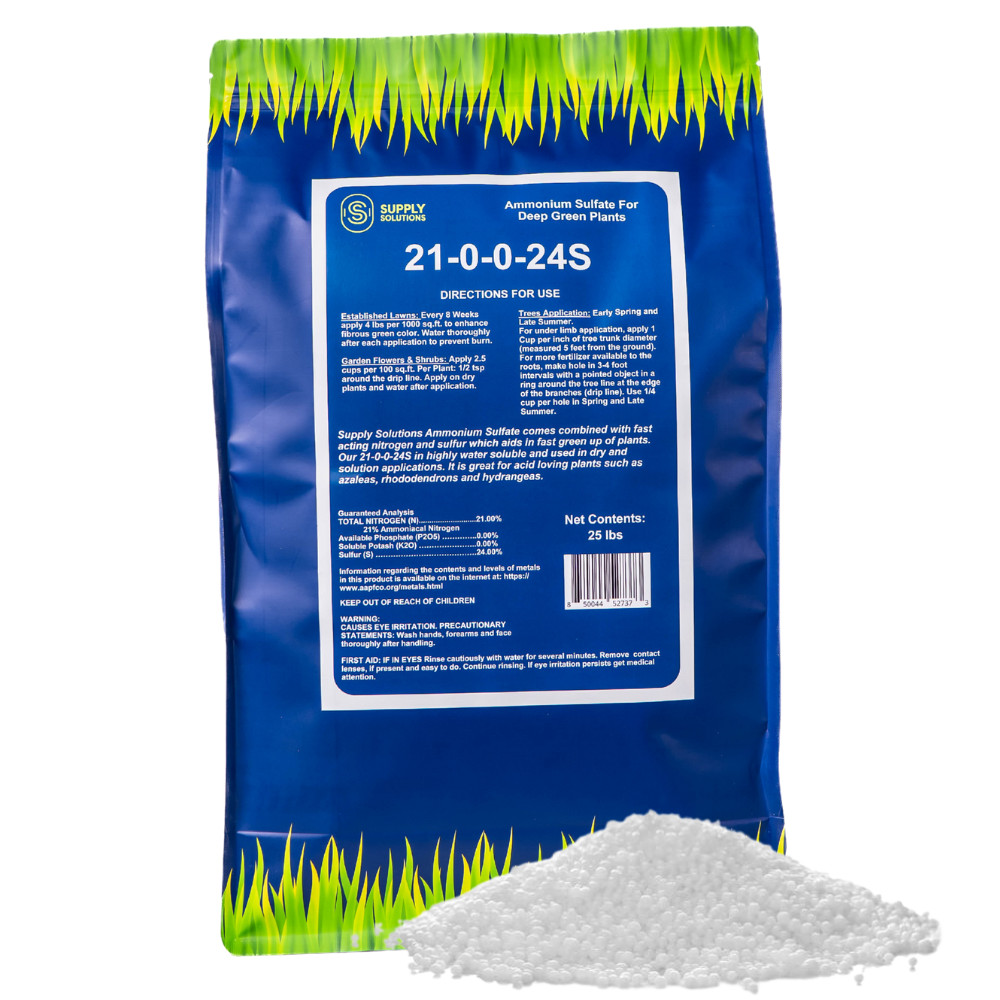 21-0-0-24S Ammonium Sulfate for Deep Green Plants and Soil Acidifier – 25 Lbs