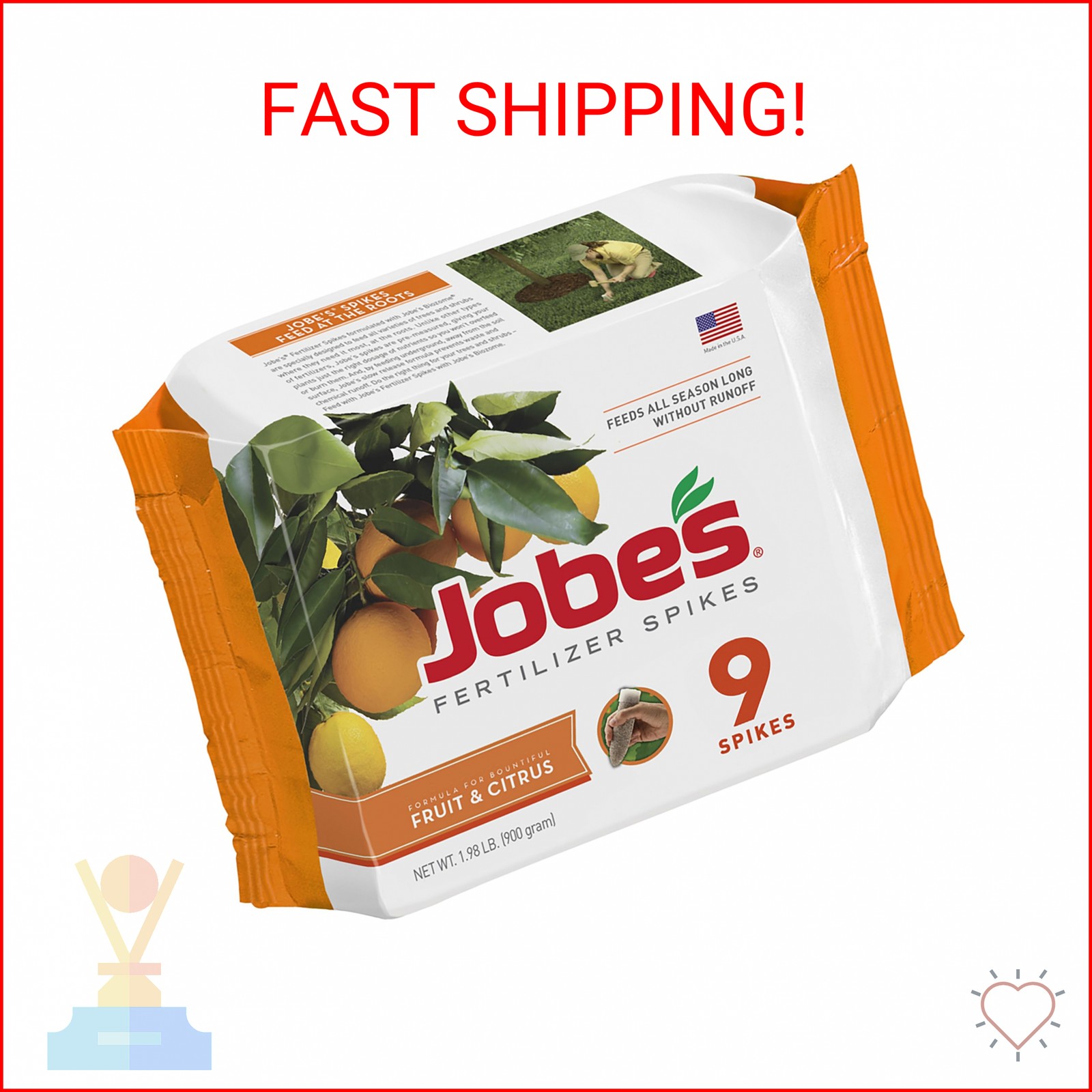 Jobe’s Garden Fertilizer Spikes, Easy Plant Care Slow Release Fertilizer for Fru