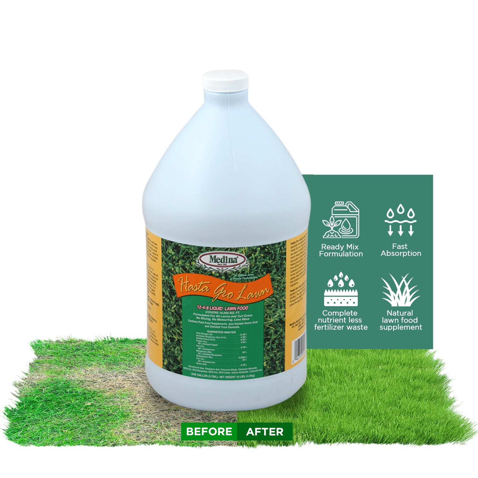 Medina HastaGro Liquid Lawn Fertilizer 1248 Liquid Fertilizer for Lawns, Rea…