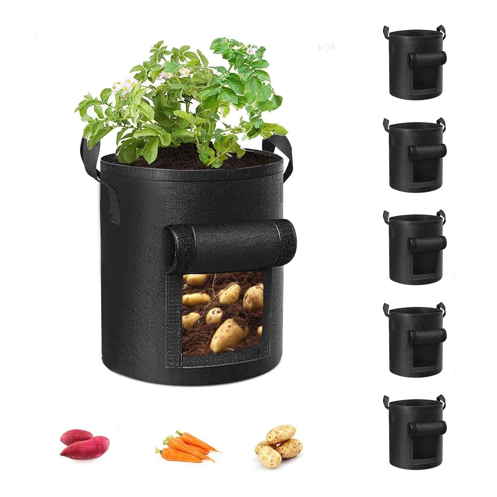 Potato Grow Bags 5-Pack 10 Gallon Garden Planting Reinforced Handles