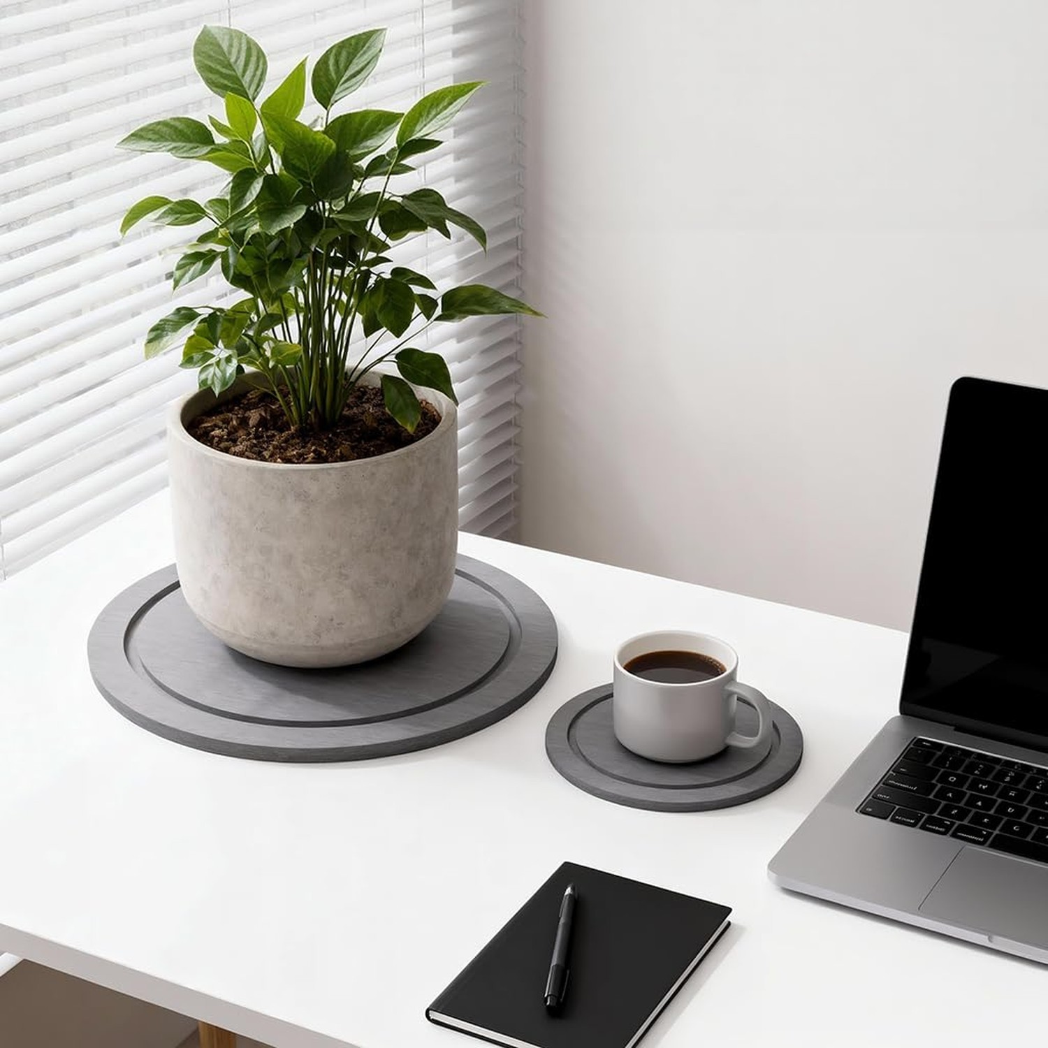 Plant Saucer for Indoors, 2 Pack 8 Inch, Instantly Dry Diatomaceous Earth Pla…