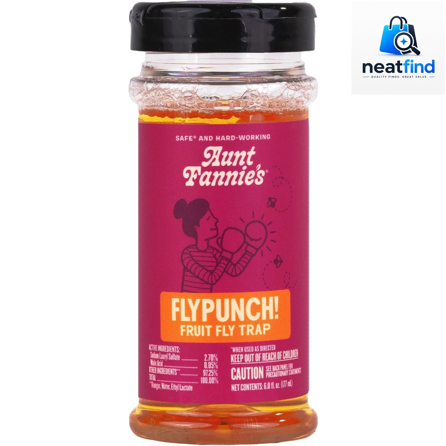 FlyPunch Fruit Fly Trap, Indoor Kitchen Use, 6 oz, Pack of 1 | Plant-Based In…