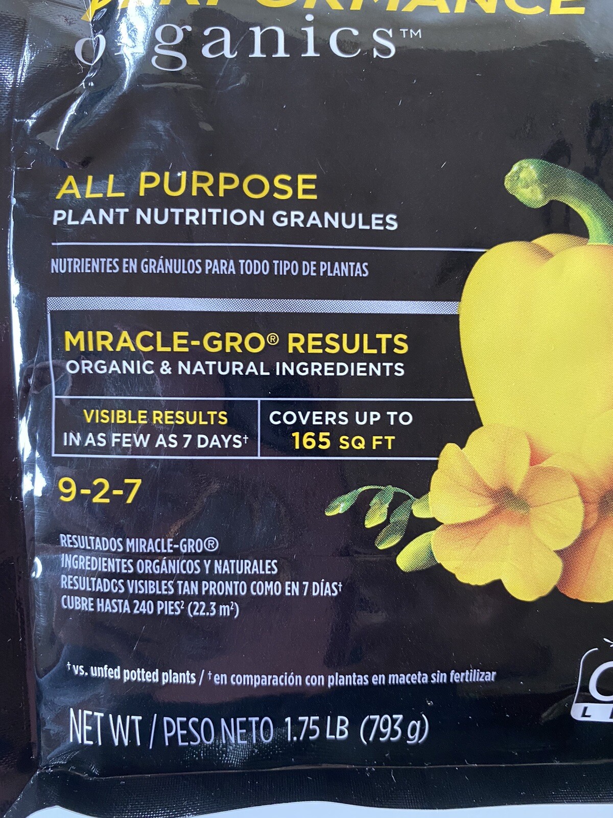 Miracle-Gro Performance Organics 9-2-7 All Purpose Plant Food Granules 1.75lbs