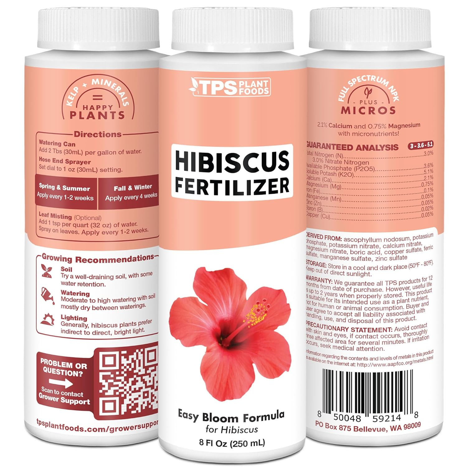 Hibiscus Fertilizer for Tropical and Flowering Plants, Liquid Plant Food 8 Oz (2