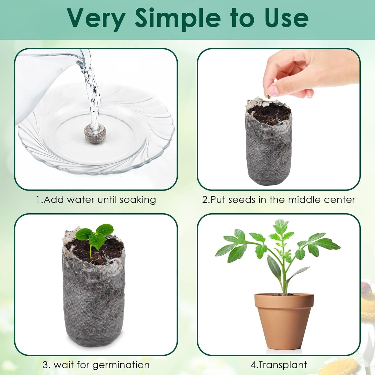 100 Pcs 30Mm Peat Pellets Seed Starter Soil Pods Plugs for Vegetable Seedling