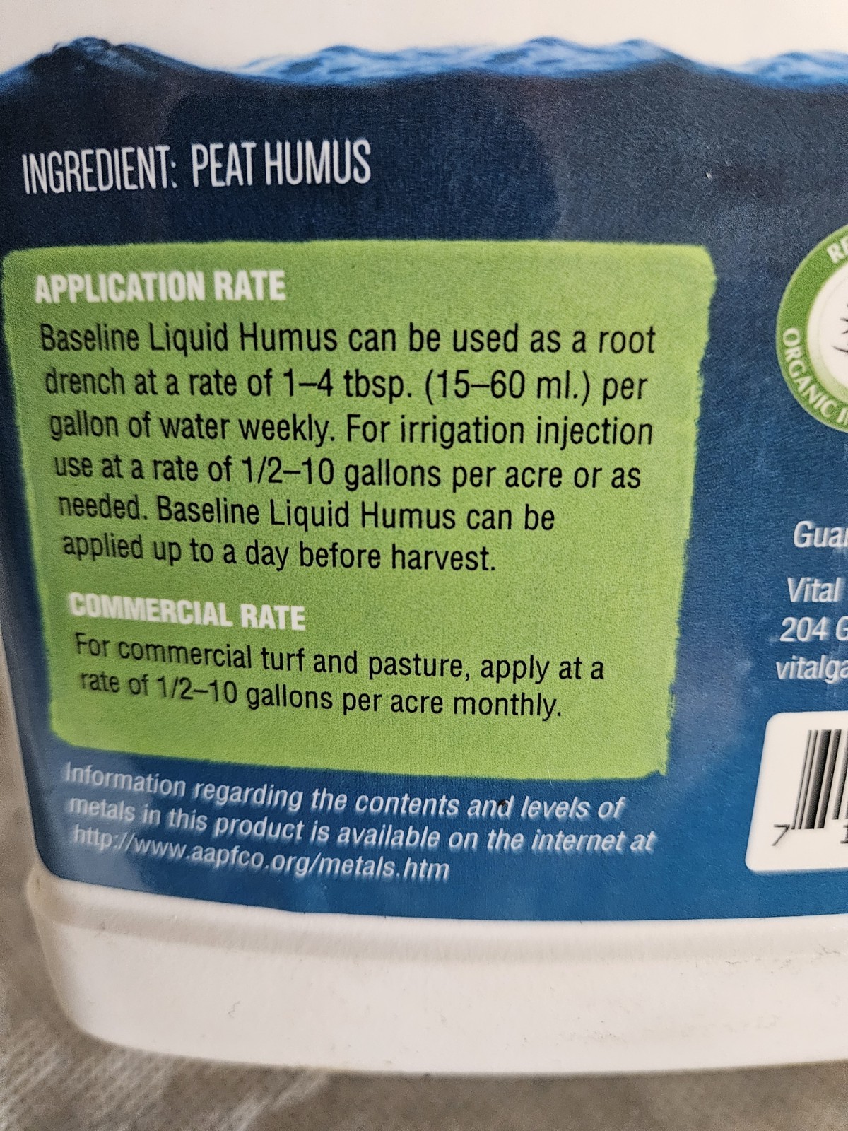 Vital Garden Products Baseline Liquid Humus Organic Gardening Vegetable