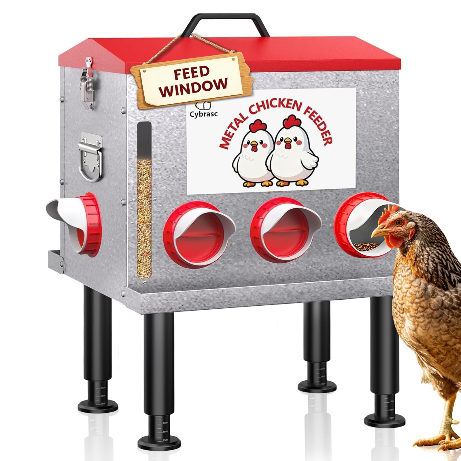 10-Gal Metal Automatic Chicken Feeder with No-Waste Feeding Tray