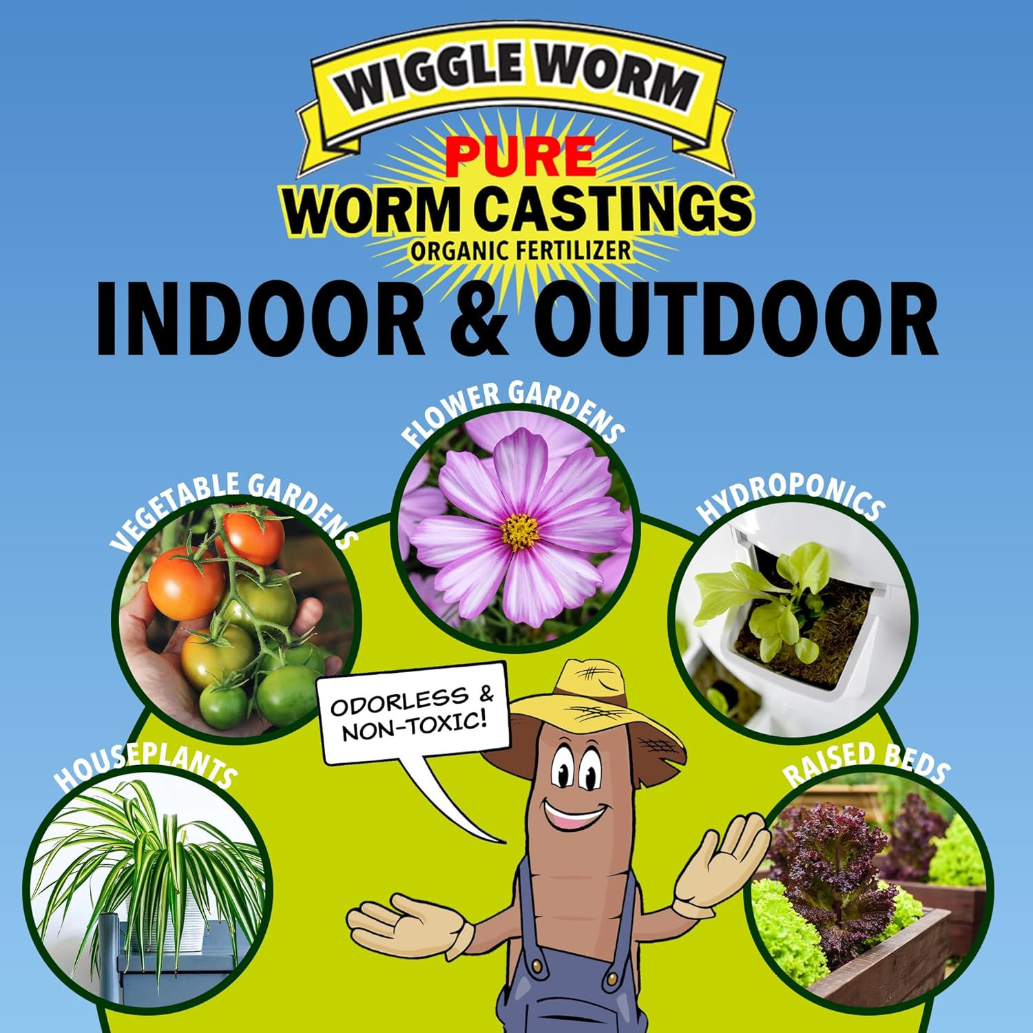 Wiggle Worm 100% Pure Organic Mineral-Dense Worm Castings Fertilizer in Resealab