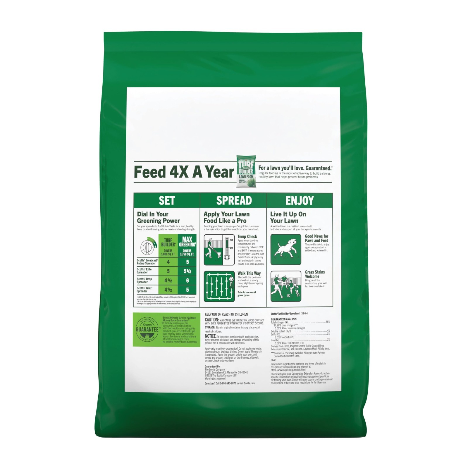 Lawn Fertilizer Granules 38-0-4, 15.8 lbs – All Grass Types, Covers 5,000 sq ft