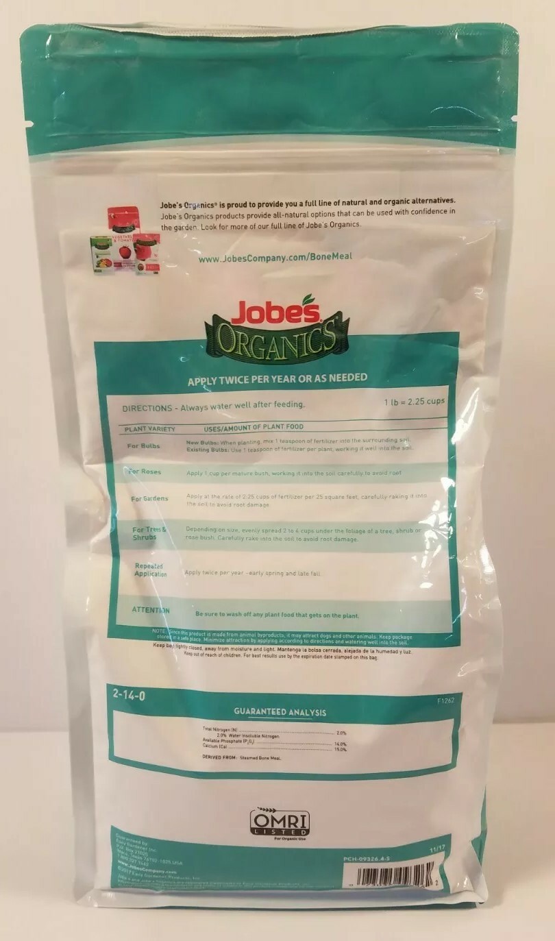 Organic Bone Meal Plant Food Fertilizer TWO – 4lb bags Jobes 09326 – 8 lbs TOTAL