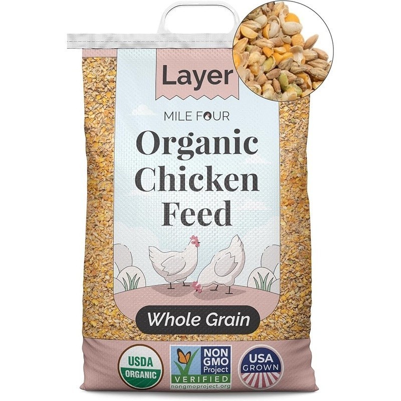 Organic Non-GMO Chicken Feed Whole Grain Pellet Mash High Protein Healthy Eggs