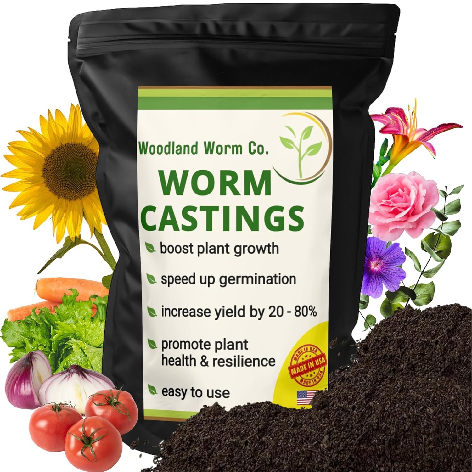 Earth Worm Castings 20 LB – Natural Soil Amendment & Fertilizer for Gardening