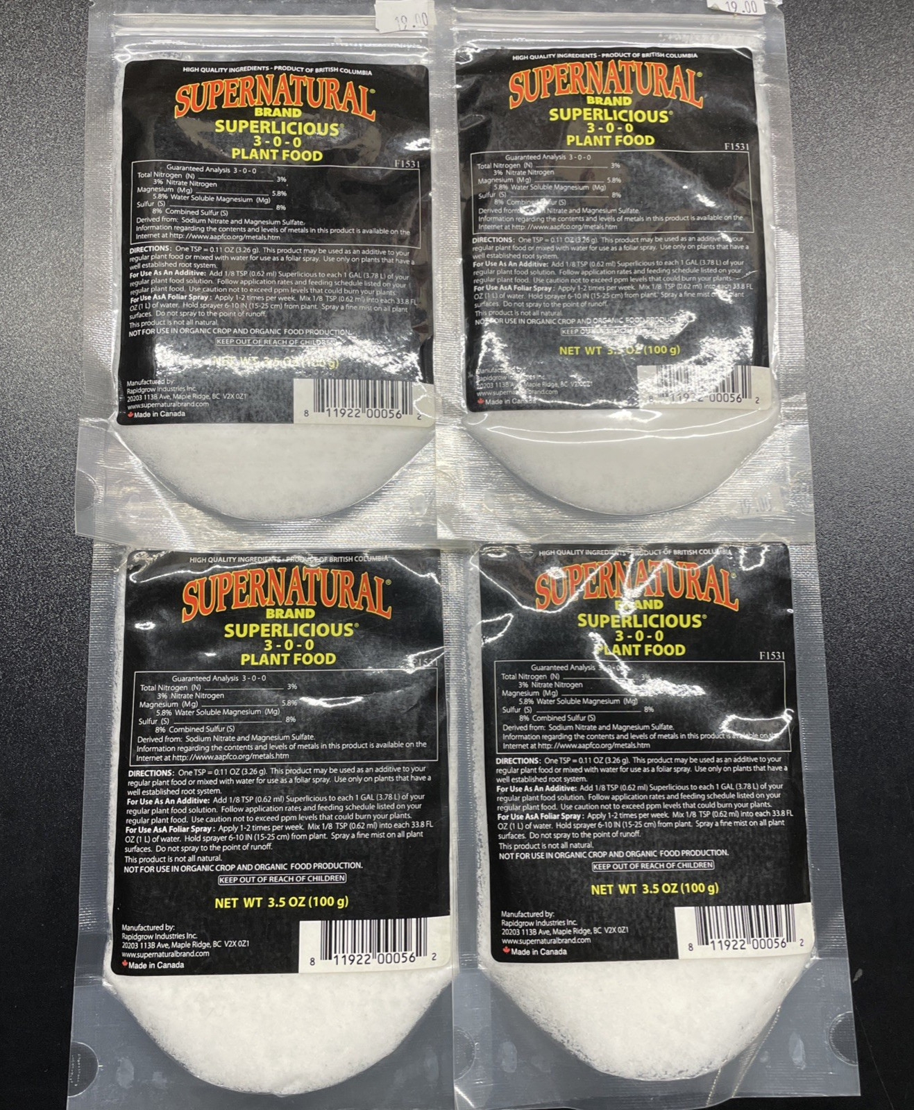 Supernatural Superlicious 3-0-0 Lot of 4 100g packs (400g Total) Free Shipping!