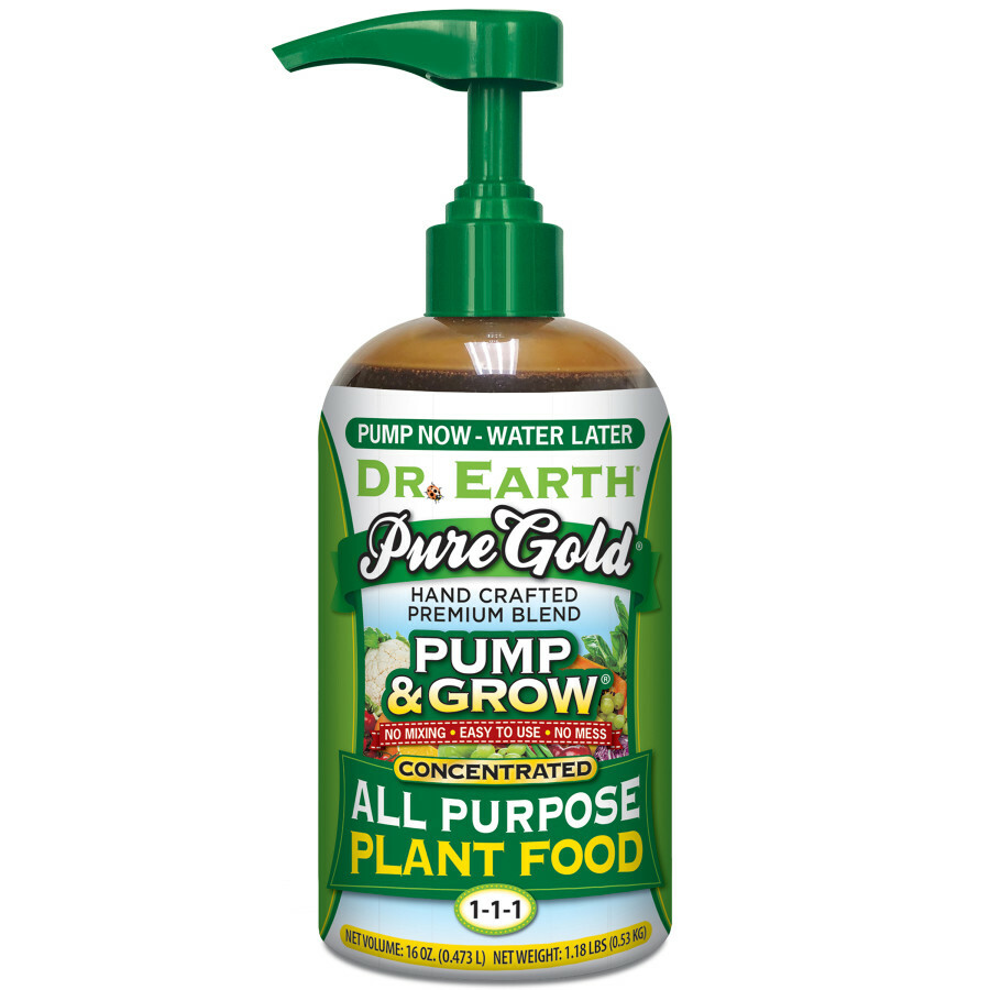 DR. EARTH PUMP & GROW PURE GOLD ALL PURPOSE PLANT FOOD 1-1-1 16oz