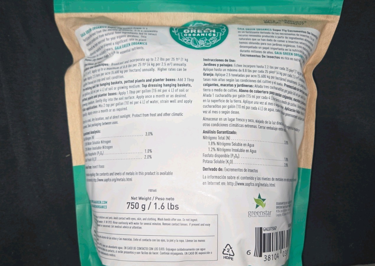 Gaia Green Organics Super Fly Insect Frass Organic Fertilizer 3-1-2 1.6 lbs