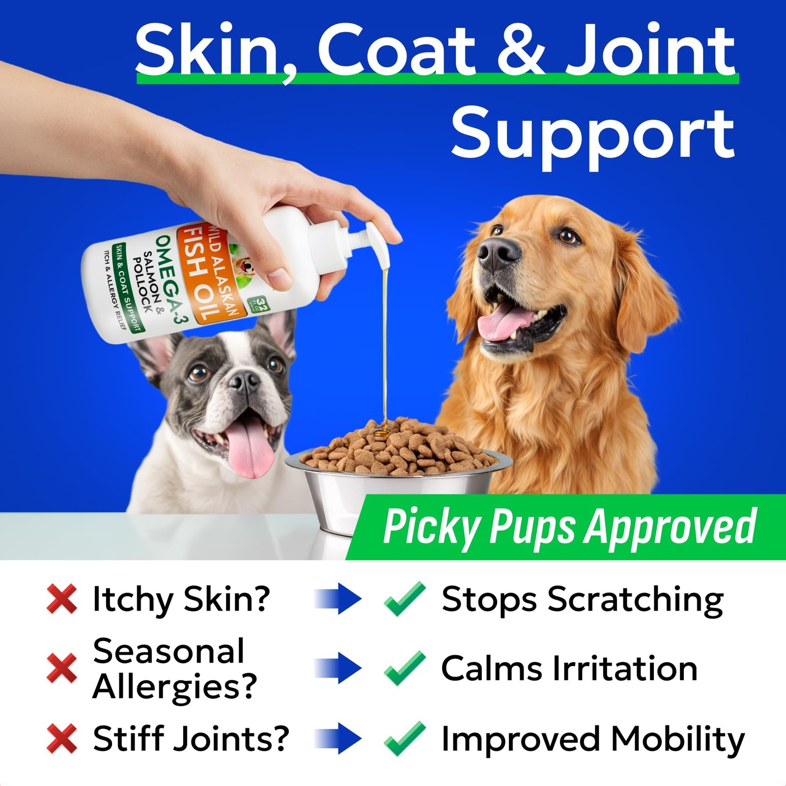 Bark&Spark Fish Oil for Dogs – Natural Omega-3 – Skin & Coat Support – Liquid…