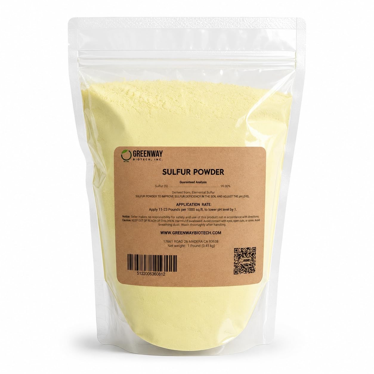 Organic Sulfur Fertilizer Powder for Plants – Lowers pH & Boosts Growth, 1 lb