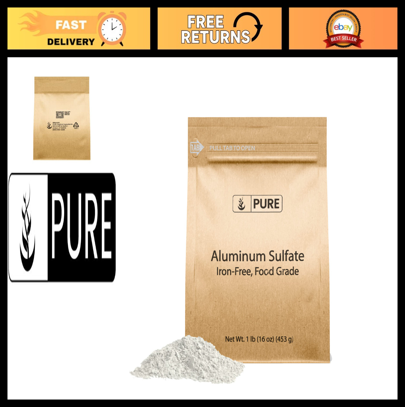 Food Grade Aluminum Sulfate 1 lb – Iron Free Soil Additive for Gardening & Plant