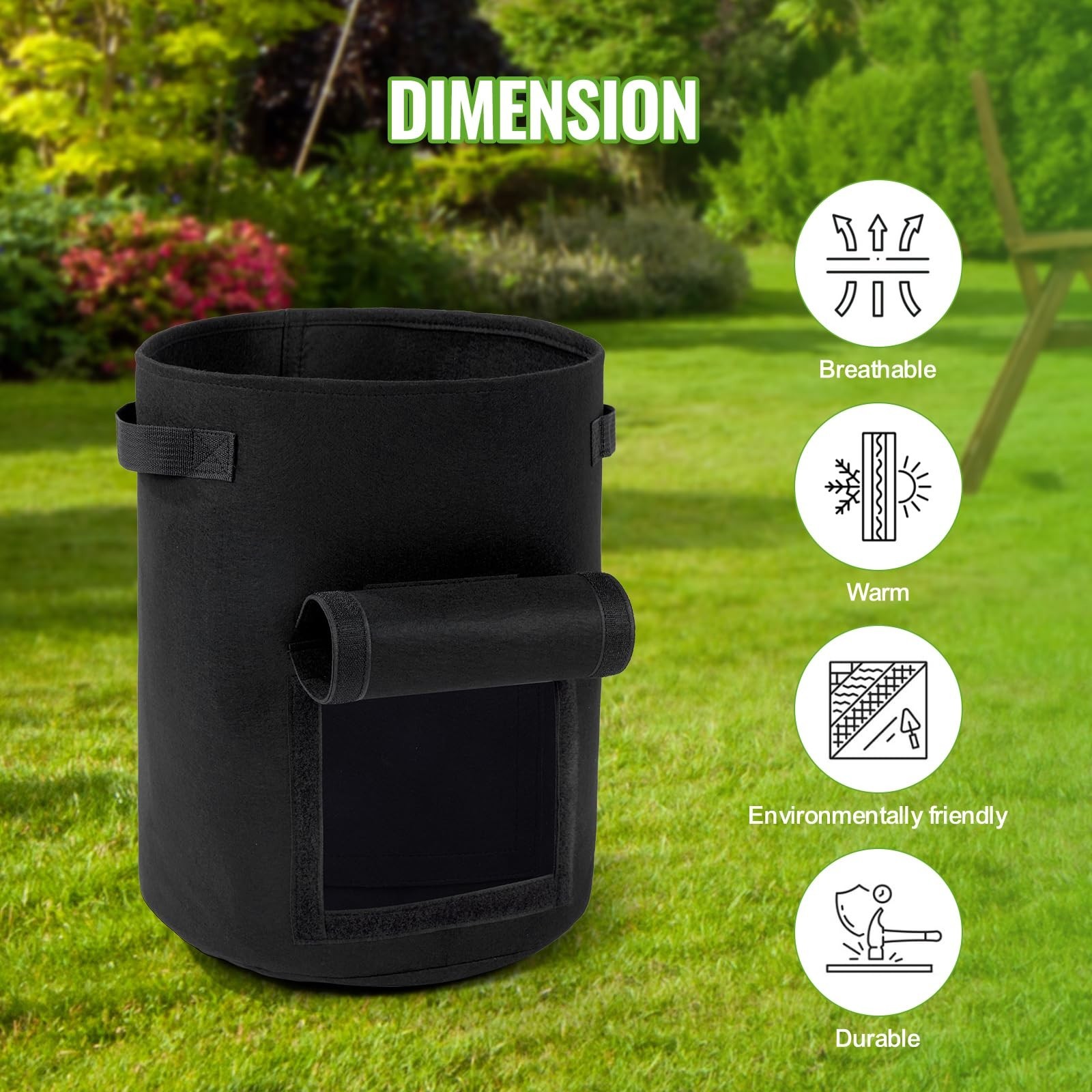 Backyard Expressions 10-Gallon Potato Grow Bags – Set of 4 Fabric Planter
