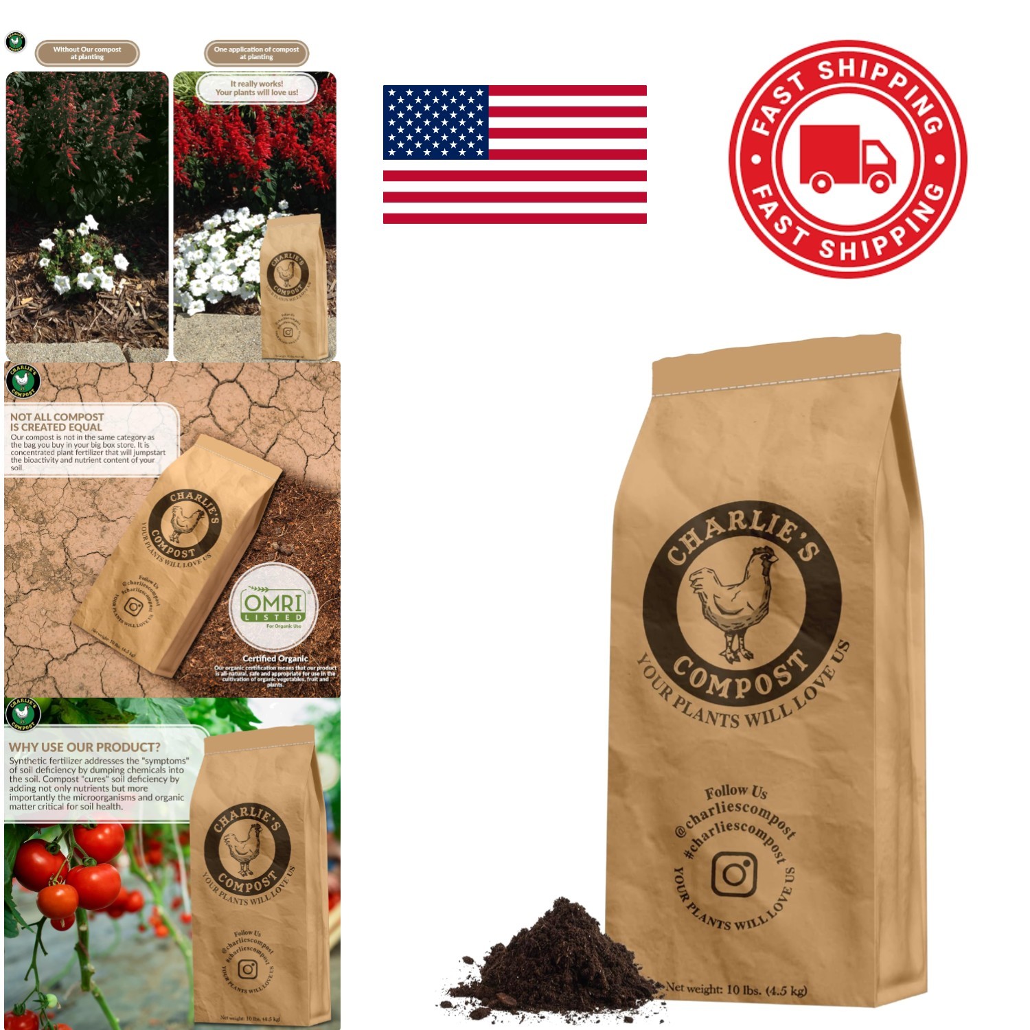 Soil Amendment 10 lb Organic Compost with Chicken Manure Biochar