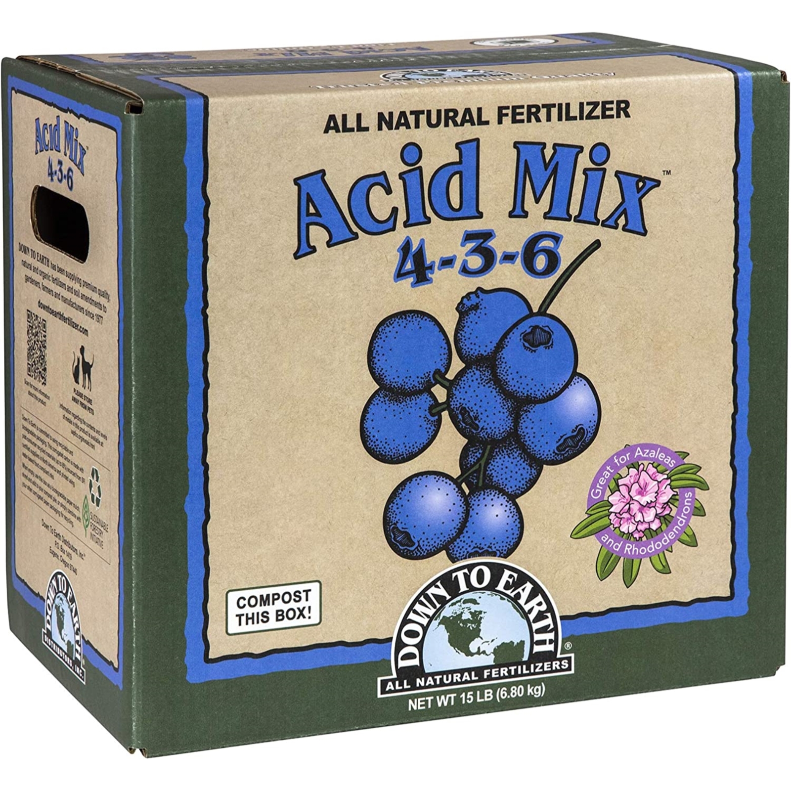 Down to Earth All Natural Acid Mix Fertilizer 4-3-6, 15 lb