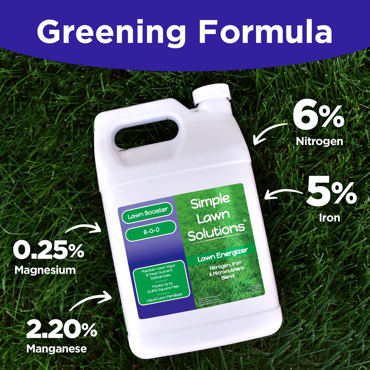 Commercial Grade Lawn Energizer – Grass Fertilizer Booster with Nitrogen, Iro…
