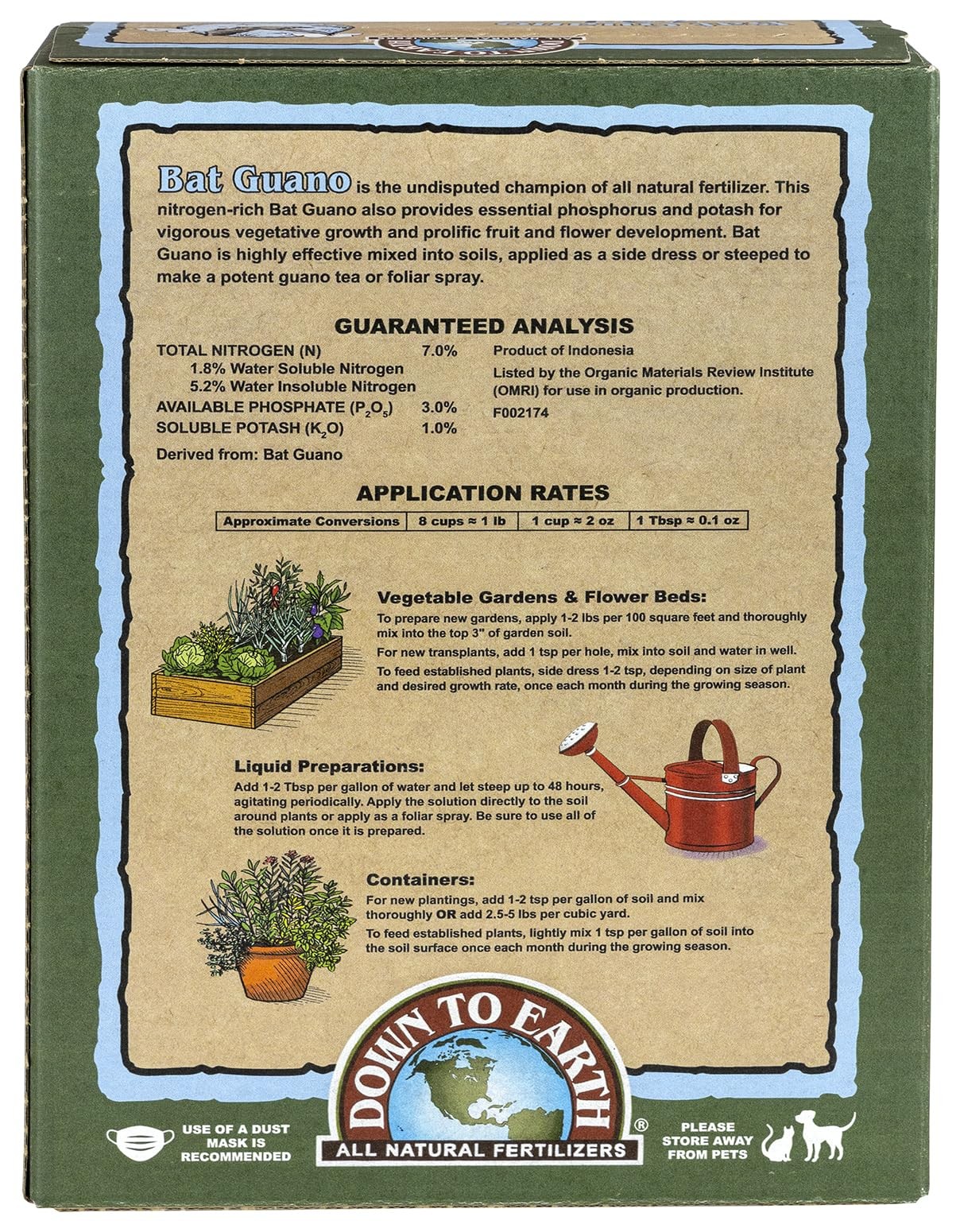 Organic Bat Guano – High Nitrogen Plant Food for Vegetative Growth 7-3-1, 2 lb